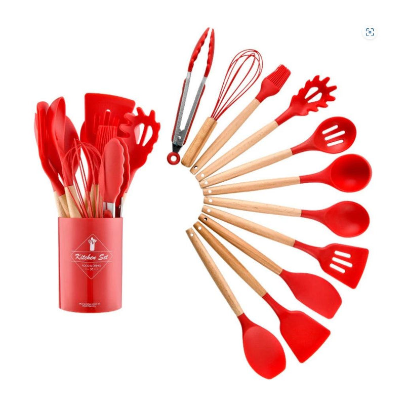 Essência Gourmet: kit com 12 Utensílios De Cozinha De Silicone Antiaderente